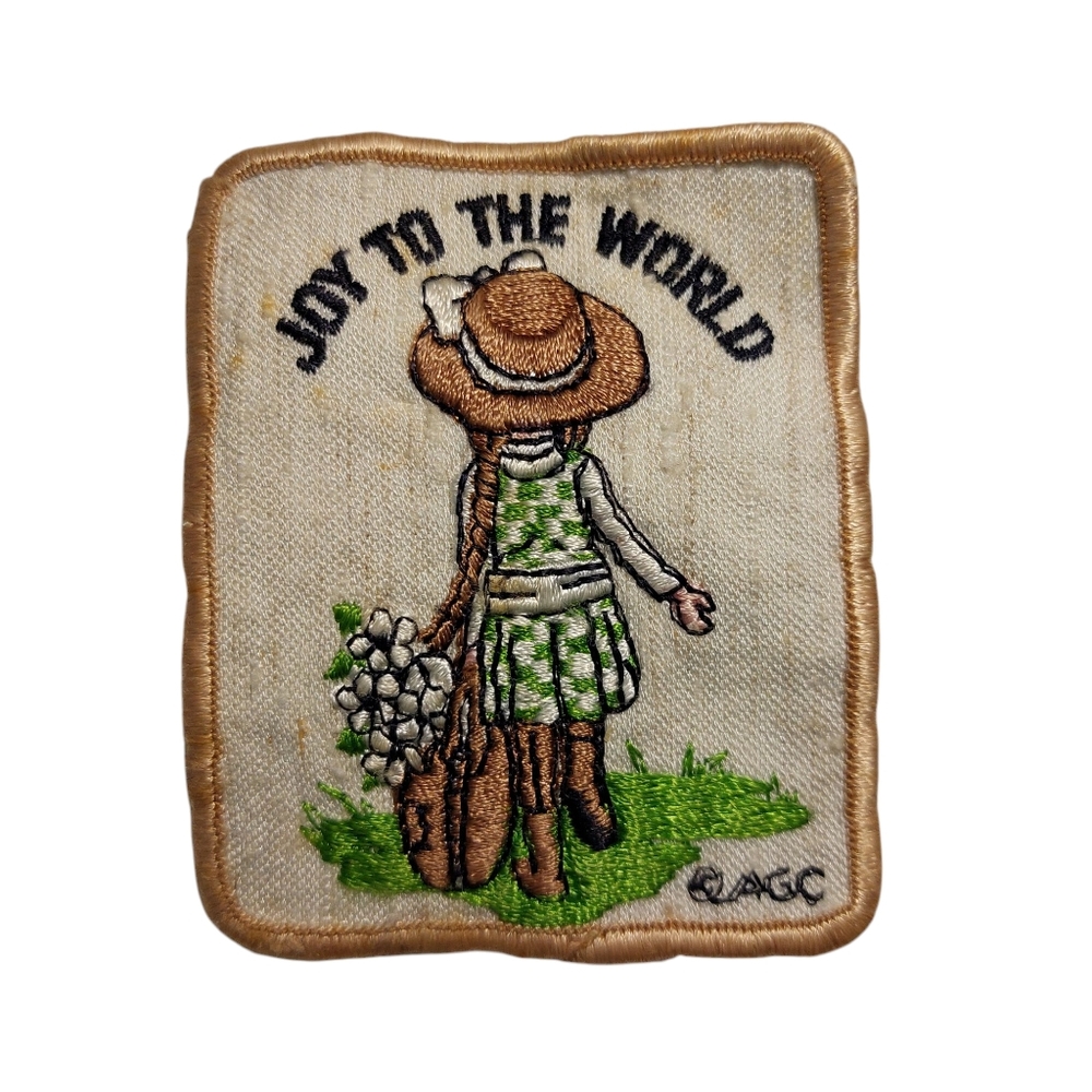 Holly Hobbie Joy to the World Vintage Embroidered Patch 1960s